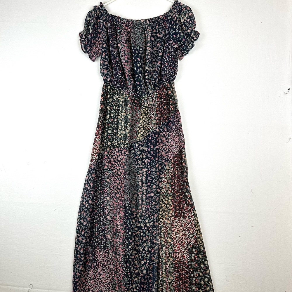 Lulu's Ditsy Floral Patchwork Chiffon Dress Cottagecore